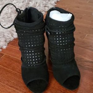 Black bootie lace up shoes